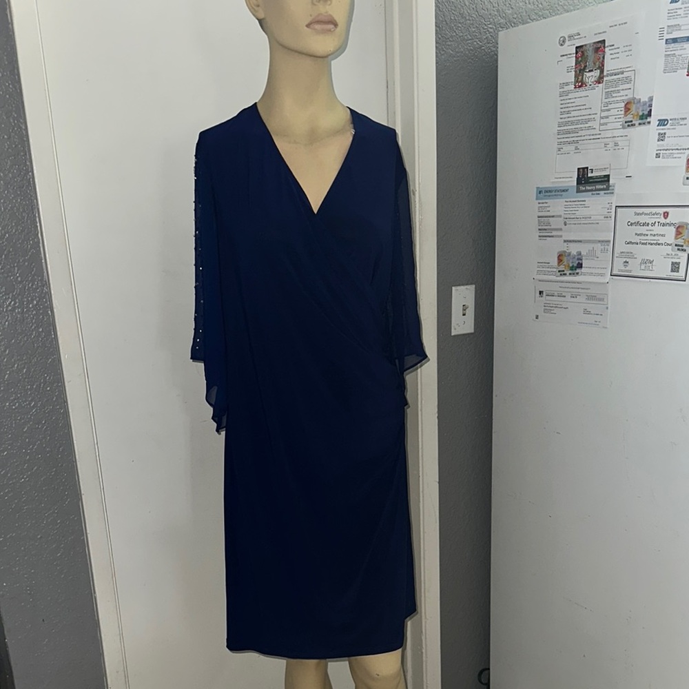 Navy Blue Dress with Silver Embellishments